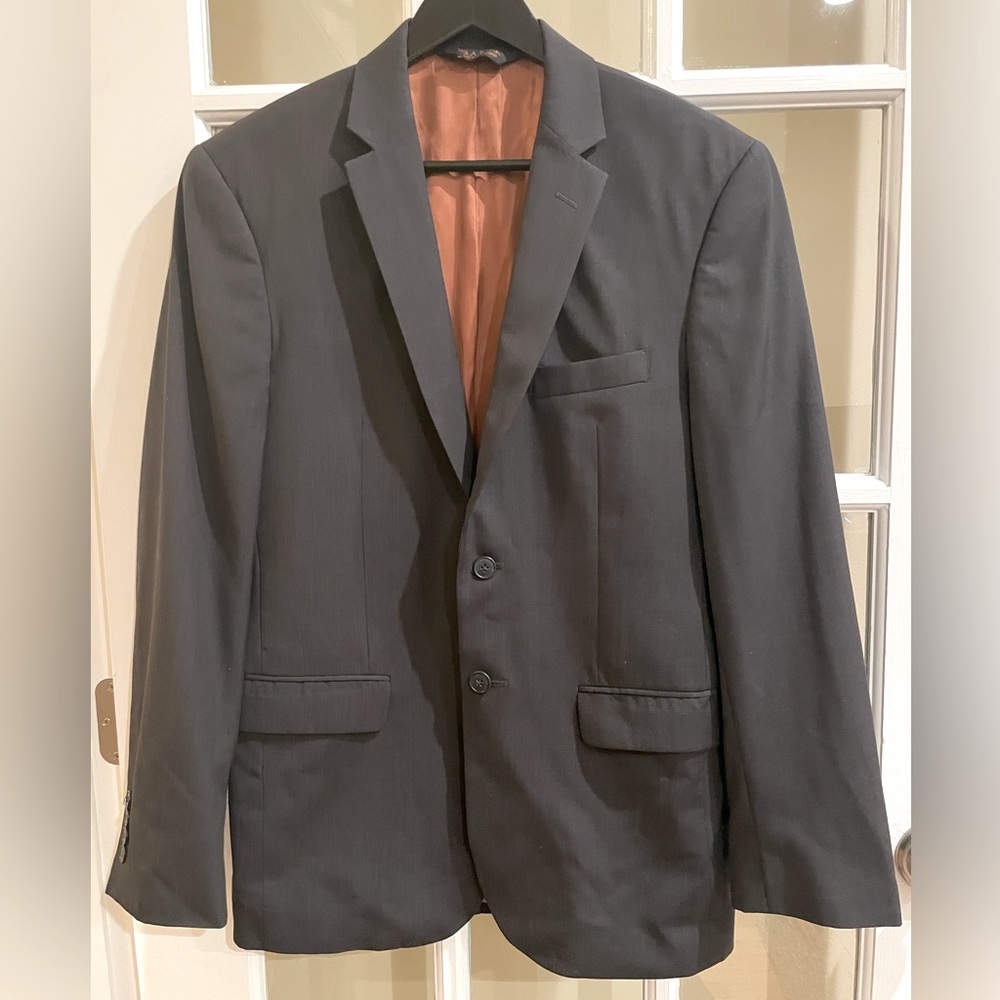 Joseph A Bank Slim Fit 100% Wool Blazer Black W/ Gold Interior Men's Size 38R